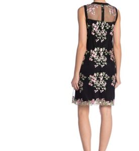 Nanette Lepore Floral Embroidered Mesh Overlay Above the Knee Dress